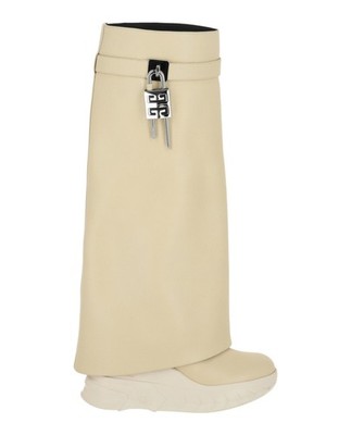 Givenchy Womens Shark Lock Biker Boots In Grained Leather | eBay