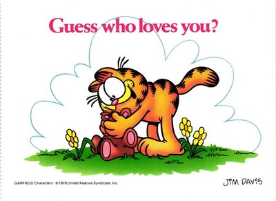Garfield Guess Who Loves You? Postcard Unposted 1978 Jim Davis
