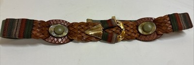 Vtg 80's J Yves Elliott Belt Southwestern Adjustable Leather Women s Size M