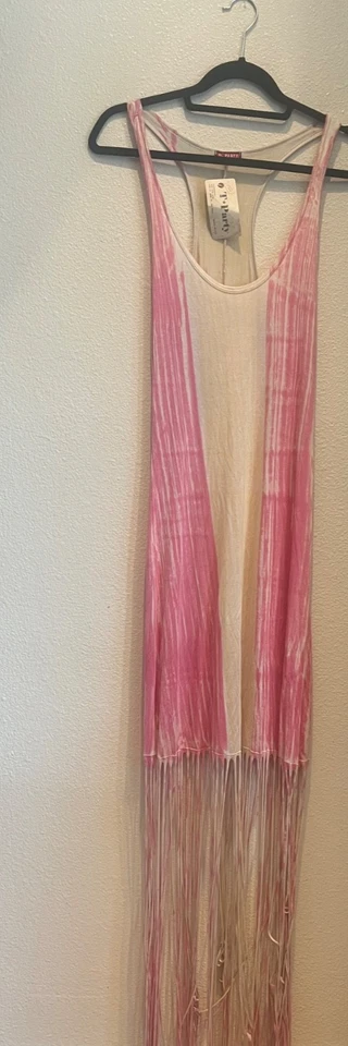 Новый T платье женщин розовый Tye краситель без рукавов макси бахрома богемный средний - Изображение 2 из 4