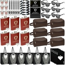 Set 6 Groomsmen Proposal Gifts - Groomsmen Gift Box with Leather Bag  Tuxedo F...