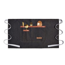 Denim Unisex Half Apron Waist Bistro Apron with Pockets for Server Waitress B...