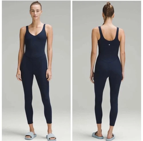 Lululemon Align Bodysuit 25 True Navy Nulu Yoga Jumpsuit  Womens Size 0 NWOT