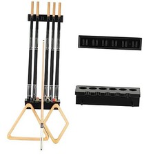 Pool Cue Rack Stick Holder - Wall Mount Billiards Pool Cue Rack Oak Solid Black