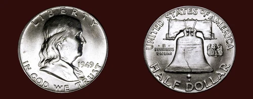 1949-P FRANKLIN HALF DOLLAR SILVER 50C GEM BU+++ (MS+++ FROM ROLL) MUST SEE FBL!