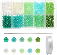 1000 StüCk Bastelperlen GrüNe Serie 4 Mm Acrylperlen Mit Loch Runde Perlen Zum A