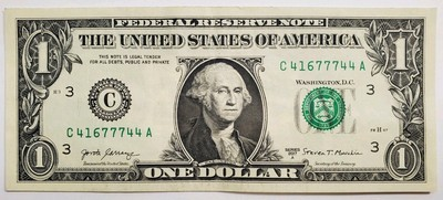 #ad LUCKY 777 $1 One Dollar Bill Fancy Serial Number With 777 US Currency US Bill $3.79