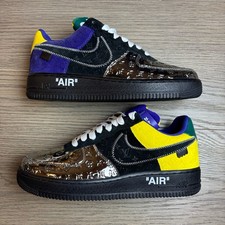 Louis Vuitton Nike Air Force 1 Low Virgil Abloh Black Metallic Silver 7.5 Men’s