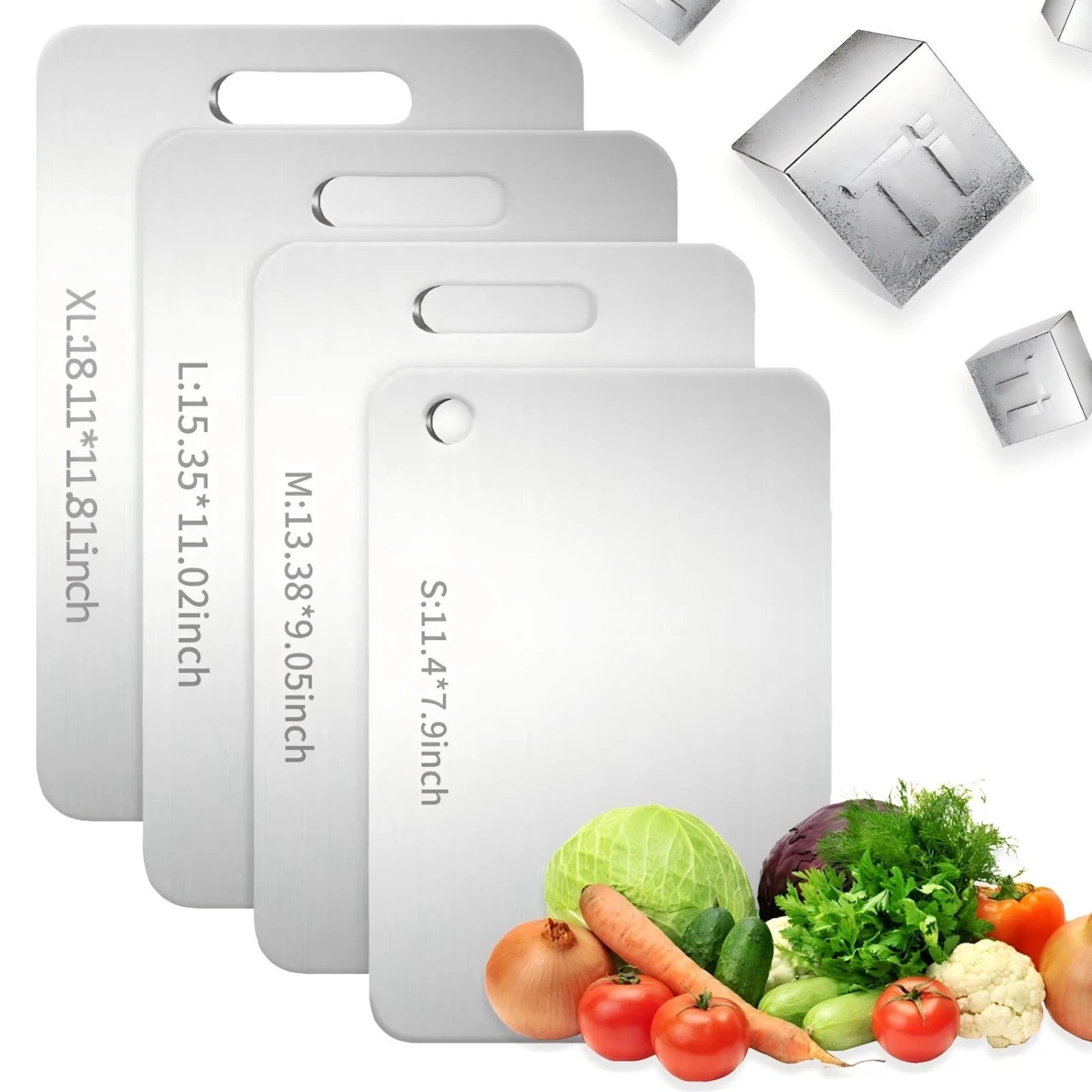 Titanium Cutting Board Set - 100% Pure Non-Toxic, Double-Sided, Dishwasher Safe
