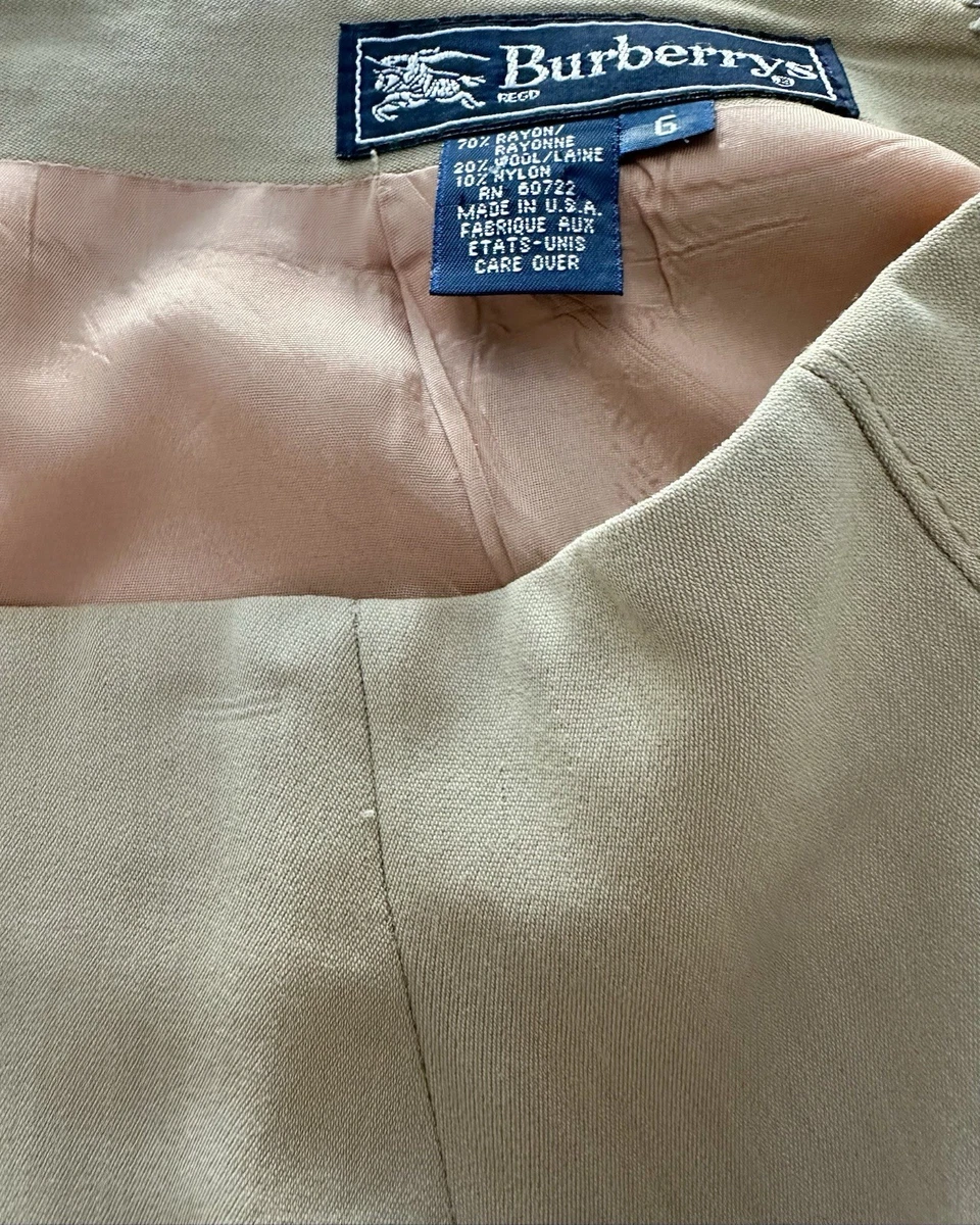Traje falda vintage raro para mujer Burberry talla 6 detalles de cuero