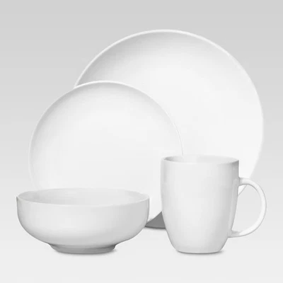 Porcelain 16pc Coupe Dinnerware Set White - Threshold - Image 1 of 4