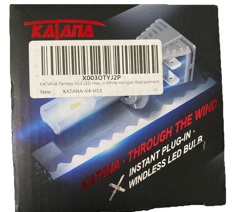 KATANA H13 9008 LED Headlight Bulbs Fanless Wireless Super Bright 6500K 2Pks NIB - Image 3 of 3