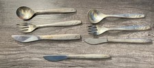 Vintage United Airlines Silverware 7 Piece MCM Fork Knife Spoon International