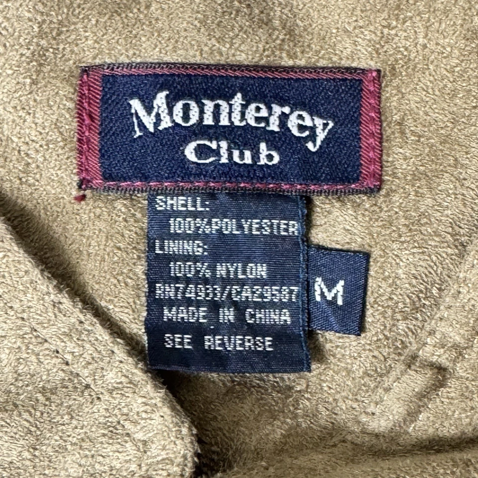 Chaleco de golf Monterey Club para hombre imitación gamuza talla M marrón desierto sauce cremallera completa Foto 3 de 4