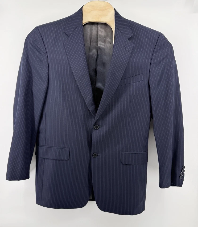 Daniel Cremieux Loro Piana Suit Navy Blue Pinstripe 40L 34x32 Wool Union Made - Image 2 of 4