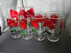 Vintage Lot Of 8 Anchor Hocking Red Poppy  Drink Juice Glasses  & 2 tumblers