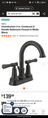 #ad #ad DELTA CHAMBERLAIN 25747LF BL Matte Black 2 Handle Centerset Bathroom Faucet NEW $85.00