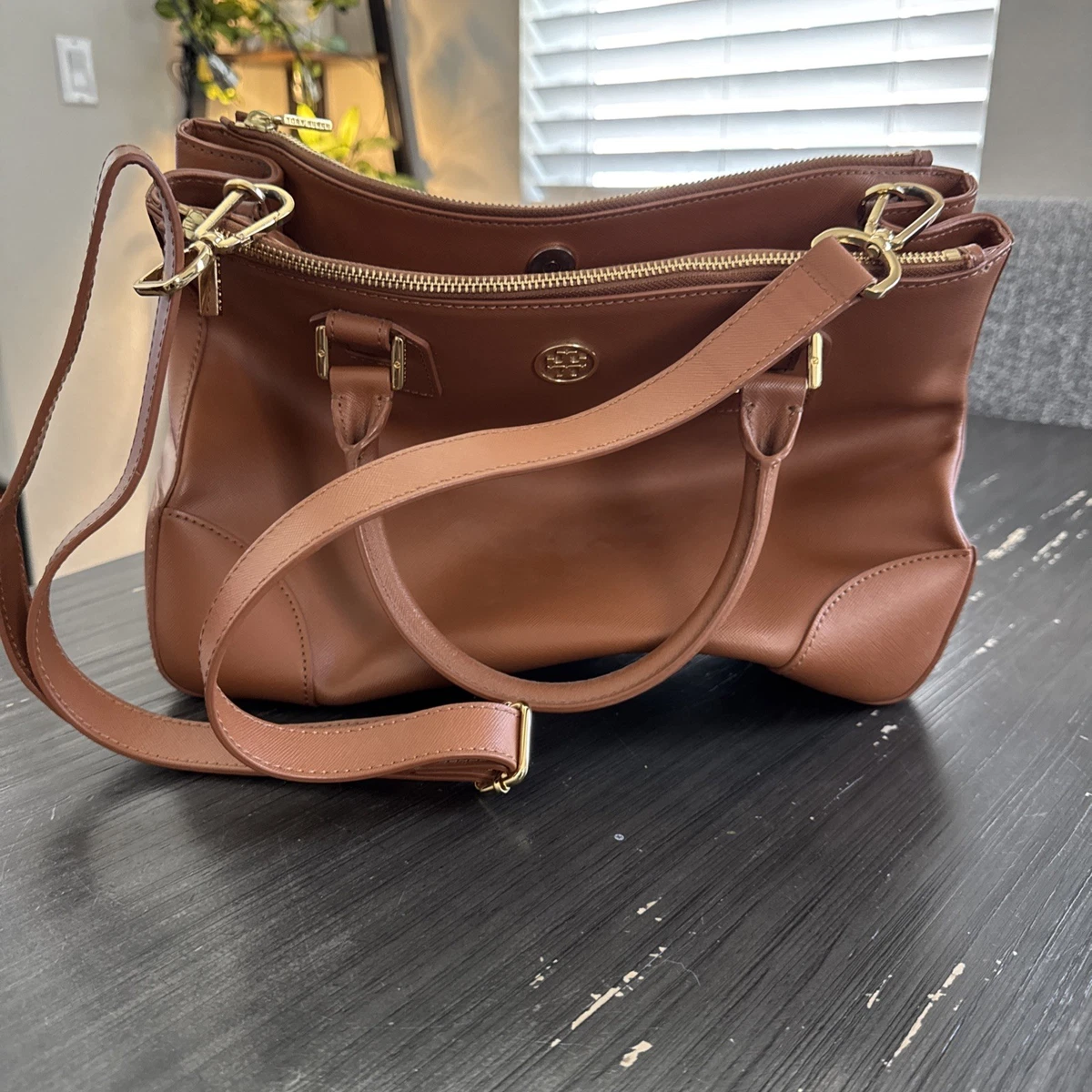 Brown Tory Burch Robinson Large Tory Burch Robinson Pebbled 