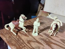 MARX 1950s Cream Lone Ranger  Tonto Figures  Playset Horses cowboy western
