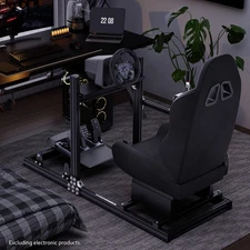 Hottoby 3060 Aluminum Racing Sim Cockpit Stand With Black Seat Fits Thrustmaster
