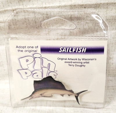 PIN PALS Vintage Original Artwork By Terry Doughty Animal Pin SAILFISH Fish New