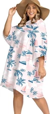 KFUBUO Surf Poncho Changing Towel Swim Robe with Pocket Plus Coconut Tree 
