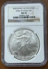 2006 W American Silver Eagle Burnished NGC MS70 MS 70 Coin - TCCCX