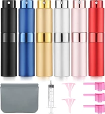 6 Pack 8ML Empty Perfume Atomizer Cologne Travel Spray Bottle for Refill Port...