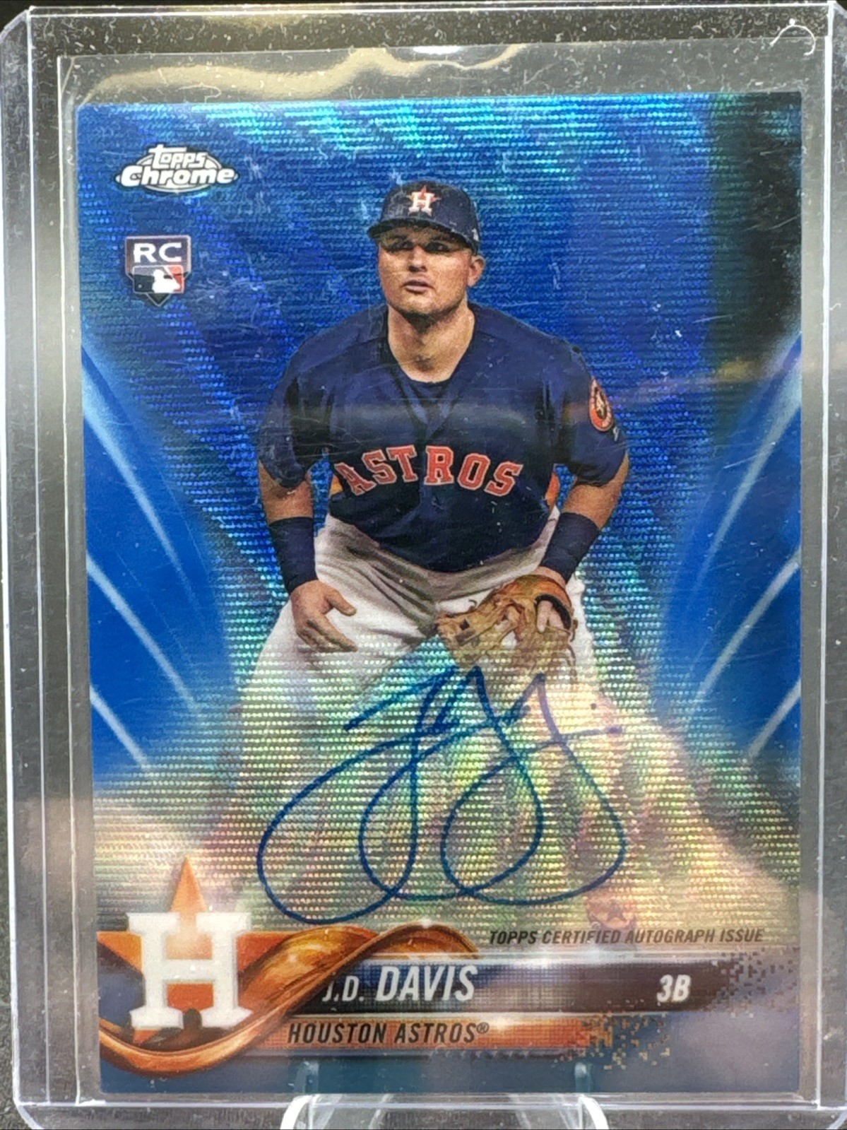 2018 Topps Chrome Rookie Auto Blue Wave Refractor 1 /150 JD Davis #RA-JD Auto RC