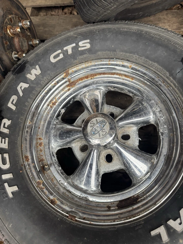 Cragar SS Wheels 14x8 Uni-lug  Pair Chrome Mag Rims Wheels Tires 2 - Image 4 of 4