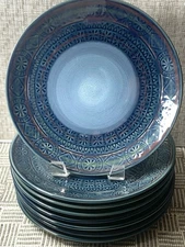 THRESHOLD KINGFIELD SALAD PLATE STONEWARE BLUE 8.5" TARGET EXCELLENT
