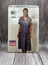 Butterick 4074 Misses Drop Waist Midi Dress Pattern Sz 12-16 1995 Uncut