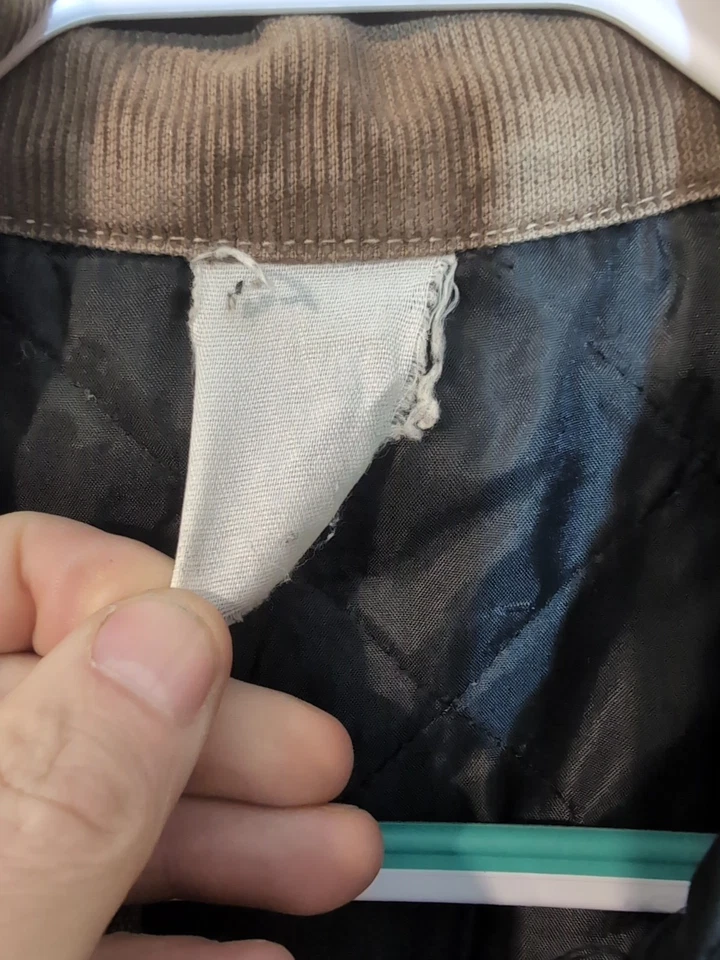 *Desgastada* Chaqueta de Caza Carhartt Cuello Pana Pato Camuflaje Denim De Colección 80 90 L Foto 4 de 4