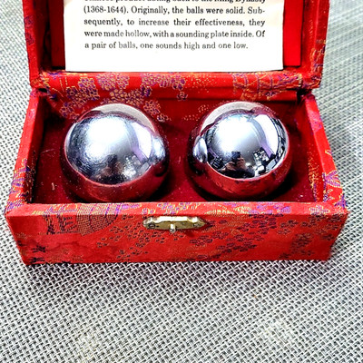 Vintage Balls Chinese Health Massage Exercise Stress Silver Balls 1 1/2 ''