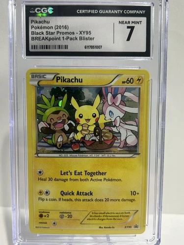 2016 POKEMON XY BLACK STAR PROMO BREAKPOINT BLISTERS #XY95 PIKACHU-HOLO NM CGC 7