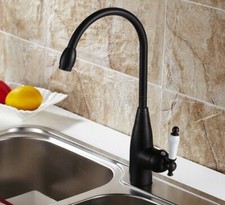 Black Oil Rubbed Brass Kitchen Faucet Swivel Spout Single Handle Sink Mixer Tap