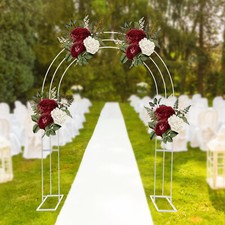 Elegant 8.5ft White Metal Wedding Arch Frame with Sturdy Base for Events