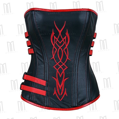 Top lingerie corsetto rinascimentale overbust in vera pelle con ricamo davanti. - Foto 5 di 15