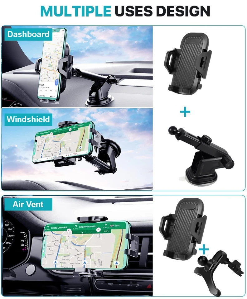 Universal 3-in-1 Cell Phone Holder for Car - Dashboard, Windshield Mount Holder - Image 2 of 4