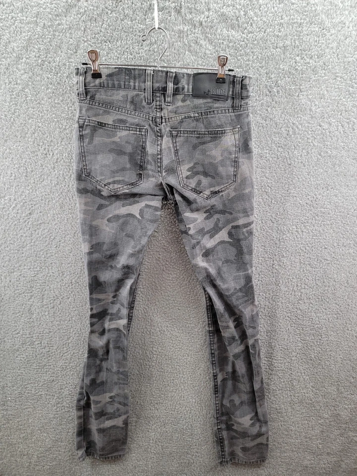 Pantalones cargo Rude XXX camuflados servicio de labios ajustados calce ajustado para hombre 28x30 grunge Y2K Foto 4 de 4