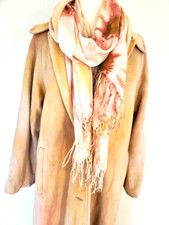 Cashmere Long Pea Coat Tan Beige Orange Gold Pink Peach 8 10 12 14 Med Large Xl