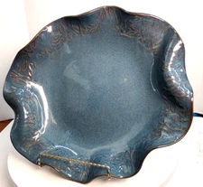 Hilborn Canada Art Pottery 14"x12" Blue Scallop Embossed Design Display Plate