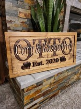 Personalized Family Last Name Sign Custom Carved Wood Plaque Wedding Gift Date