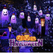 5X Halloween LED Scary String Hanging Ghost Party Hat Lantern Night Lamp Lights