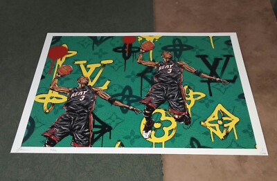 DEATH NYC ltd ed signed art print 45x32cm baller dwyane wade miami fashion dunk