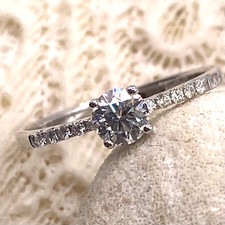 0.45ct Natural Diamond Ring 18K Solid White Gold Engagement Ring UK Hallmarked