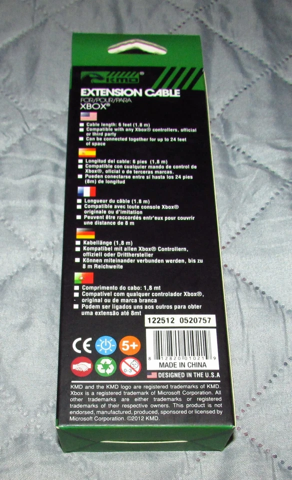 KMD 6ft Extension Cable for Original Microsoft Xbox Fast Shipping - Image 2 of 2