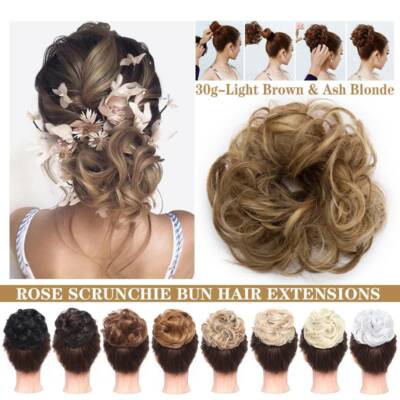 Natural Curly Messy Bun Hair Piece Scrunchie Updo Hair Extensions Real as Human