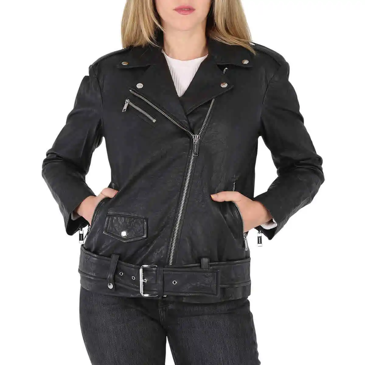 Michael Kors Womens Moto Leather Jacket  Zooloo Leather