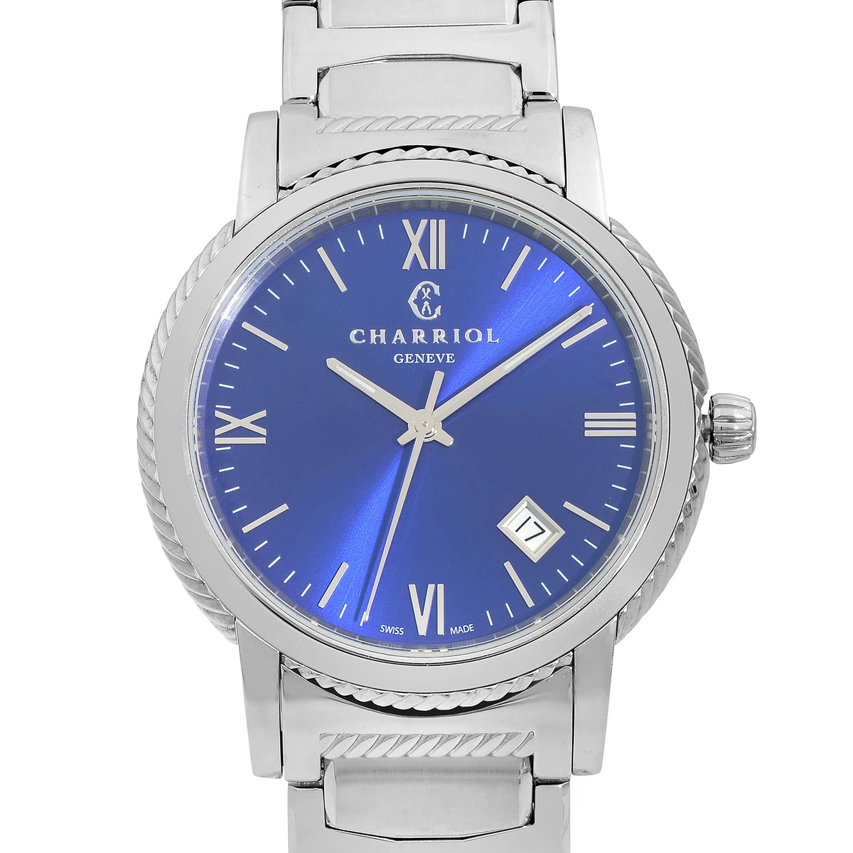 Charriol Parisii 40mm Stainless Steel Blue Dial Mens Quartz Watch P40S2.930.002